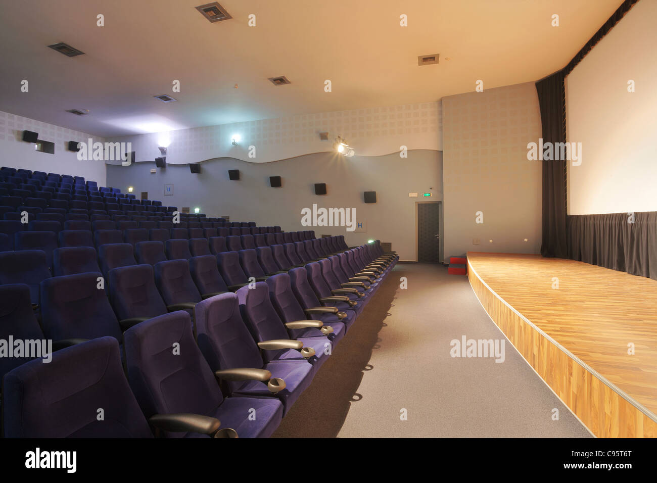 Cinema Interior Empty Seats Modern Design Stock Photo