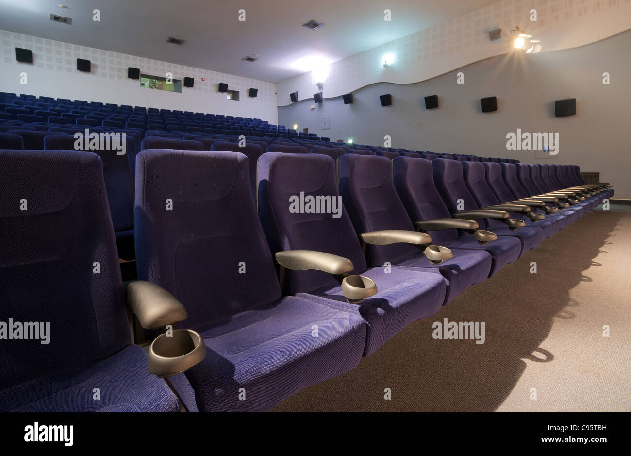 Cinema interior, empty seats, modern design. Stock Photo