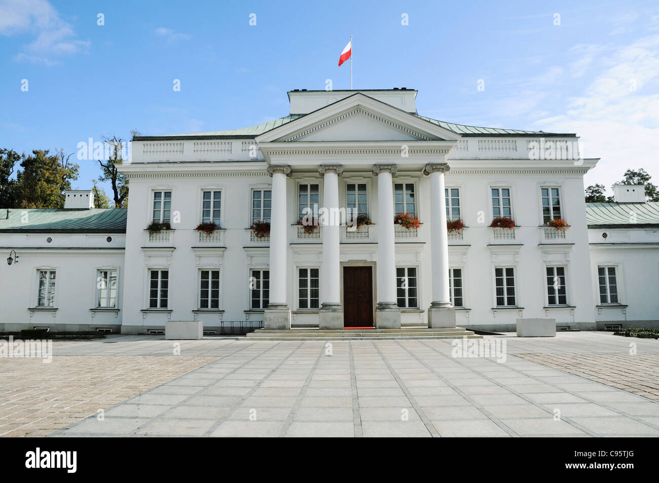 Neoclassical Belweder Palace in Warsaw - residence of polish president Bronislaw Komorowski Stock Photo