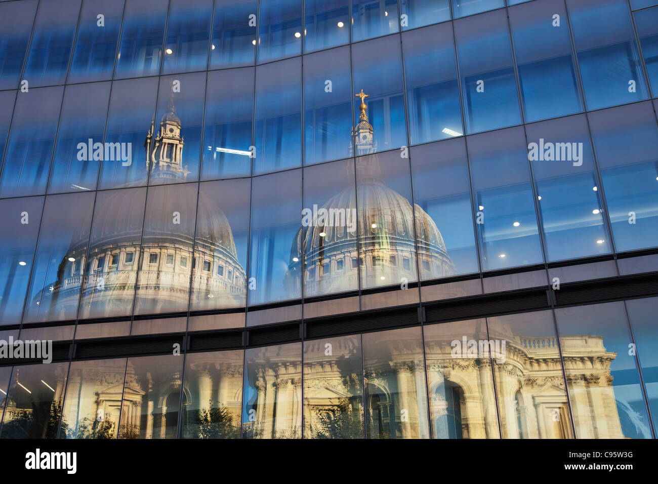 England, London, Reflection in Glass of St.Paul's Cathedral Stock Photo