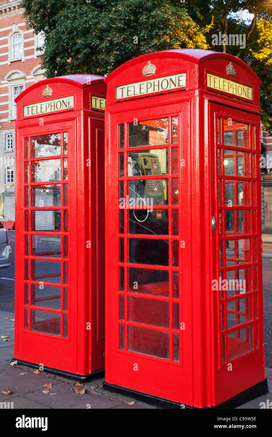 England, London, Red Telephone Boxes Stock Photo