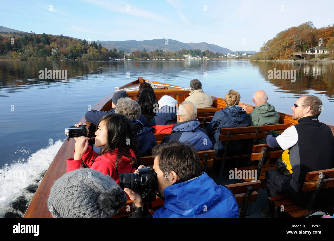 On the Derwent Water launch (the Lady Derwentwater) heading towards Portinscale, Lake District (editorial only) Stock Photo