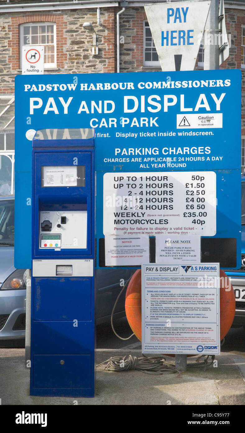 pay and display car park padstow north cornwall Stock Photo Alamy
