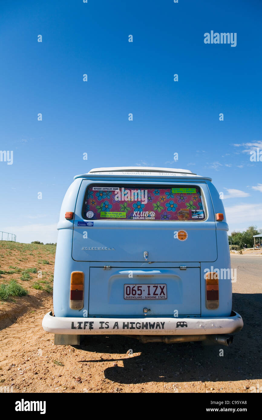 Volkswagen combi van in outback Australia. Birdsville, Queensland, Australia Stock Photo