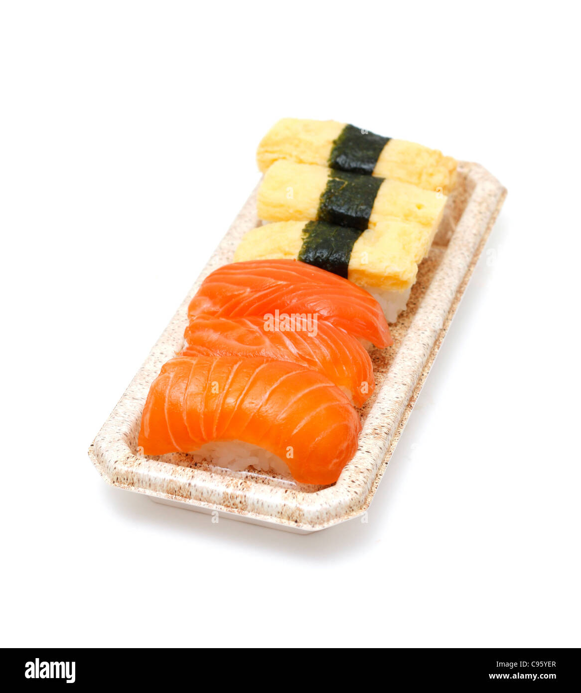 Different kinds of sushi on a box Stock Photo