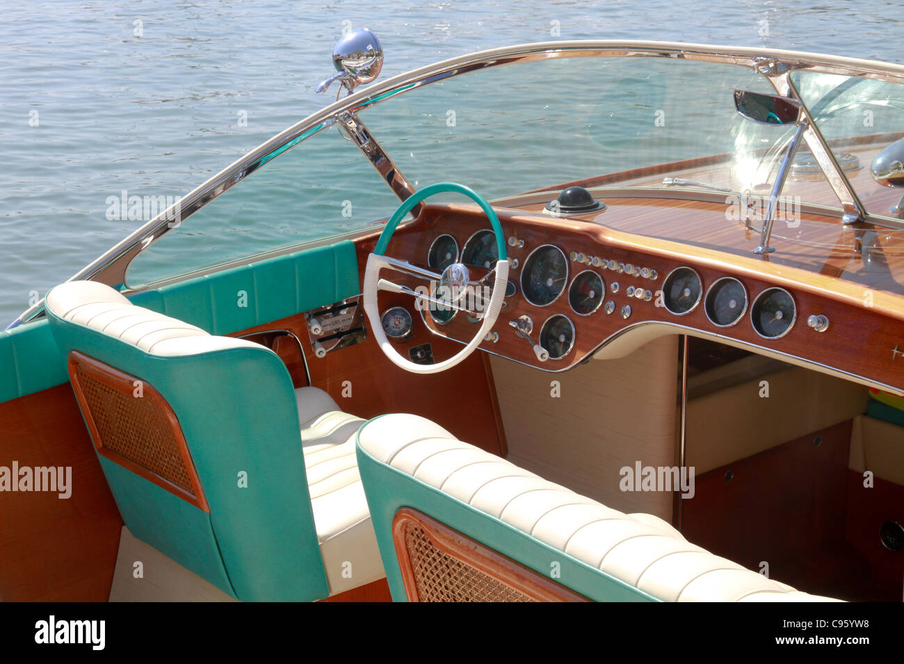 Motorboat old vintage classic Stock Photo