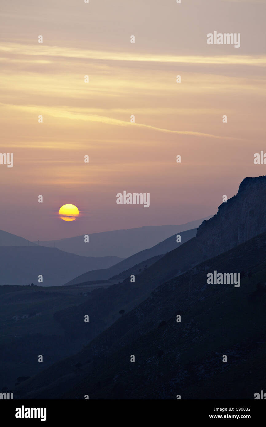 Sunset landscape in Sicily, Italy. Stock Photo