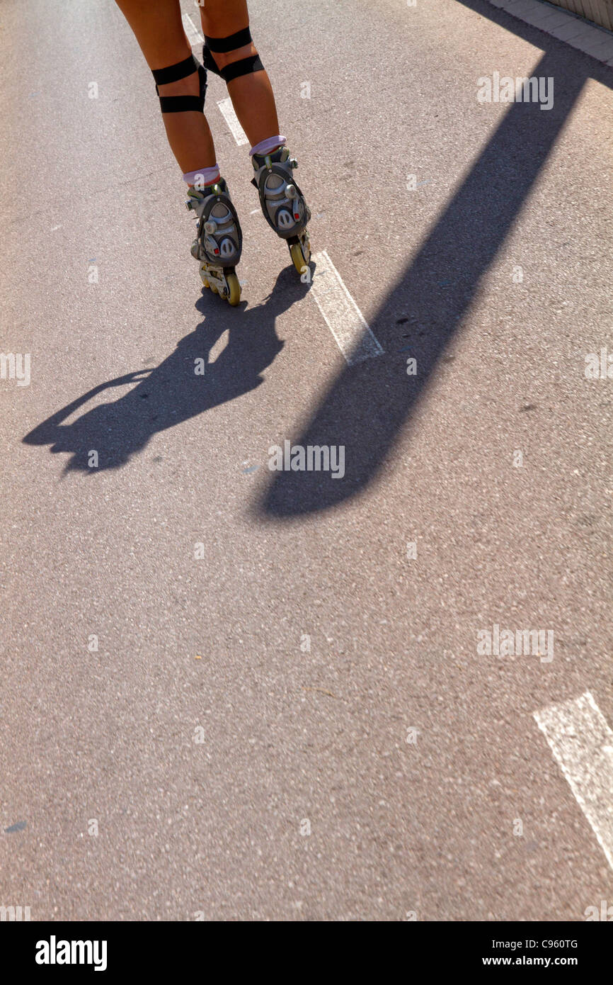 skating on lane with Inline Roller Skater on lane of Palma de Mllorca