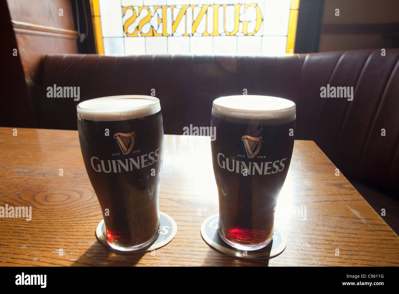 Republic of Ireland, two pints of Guinness Stock Photo