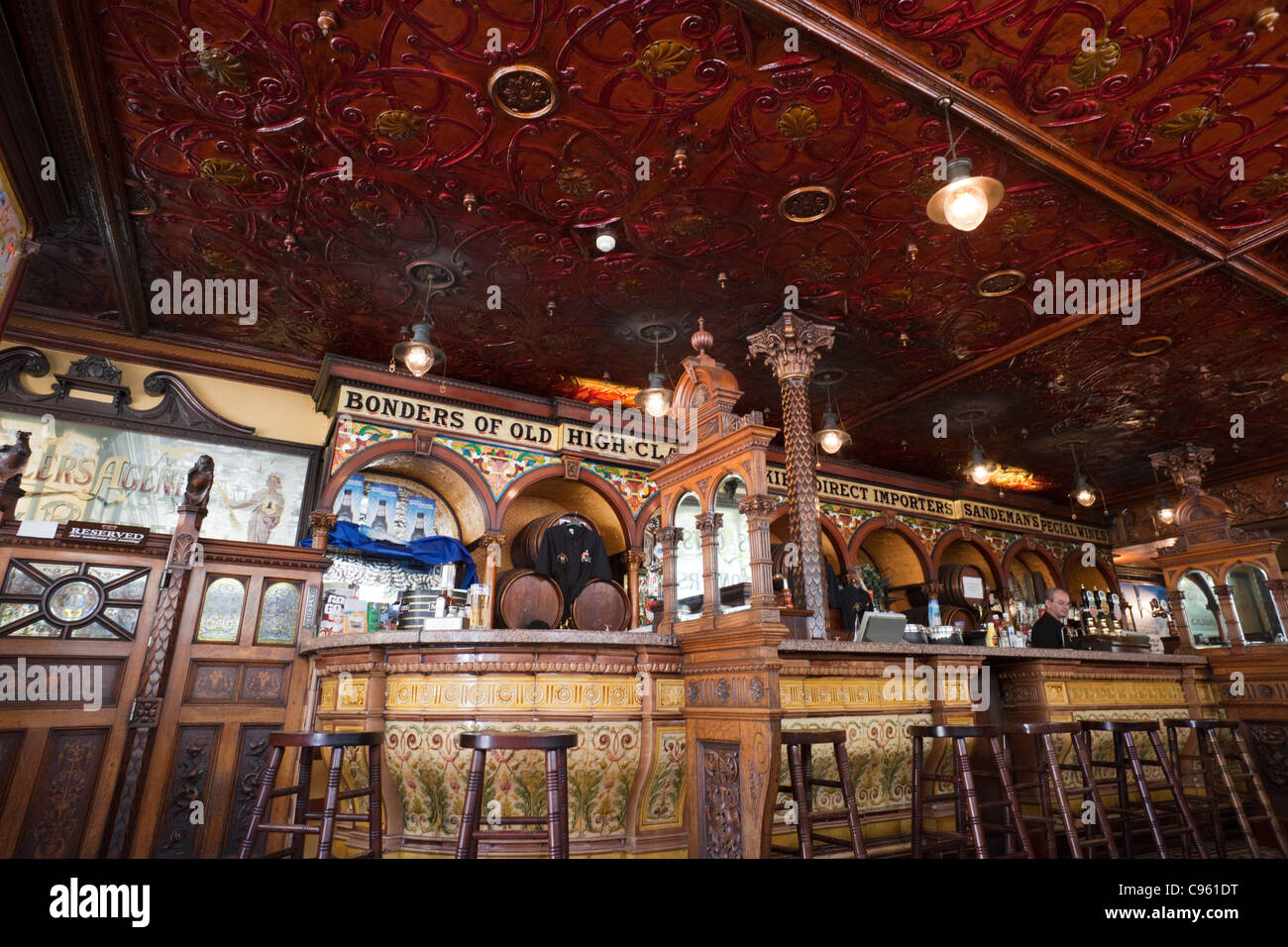 Northern Ireland, Belfast, Interior of the Crown Liquor Saloon Stock