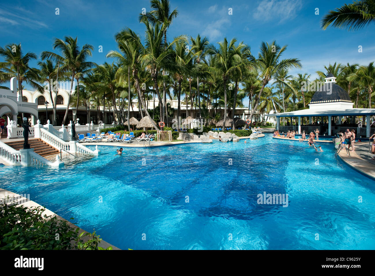 Swim up pool bar at Riu Bambu Hotel, Punta Cana, Dominican Republic Stock Photo