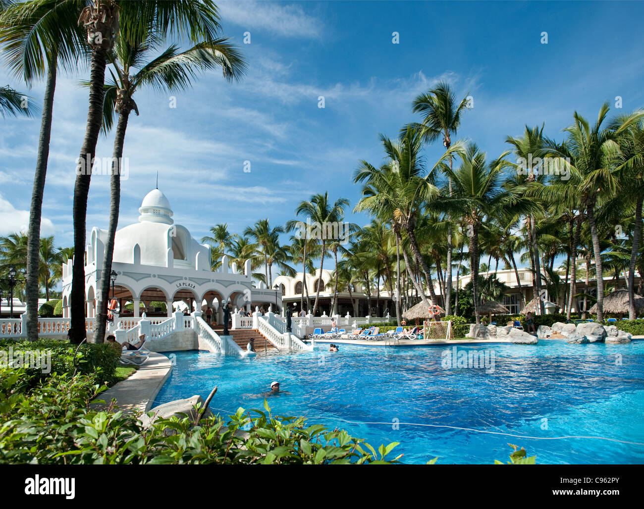 Swimming pool at Riu Bambu Hotel, Punta Cana, Dominican Republic Stock Photo
