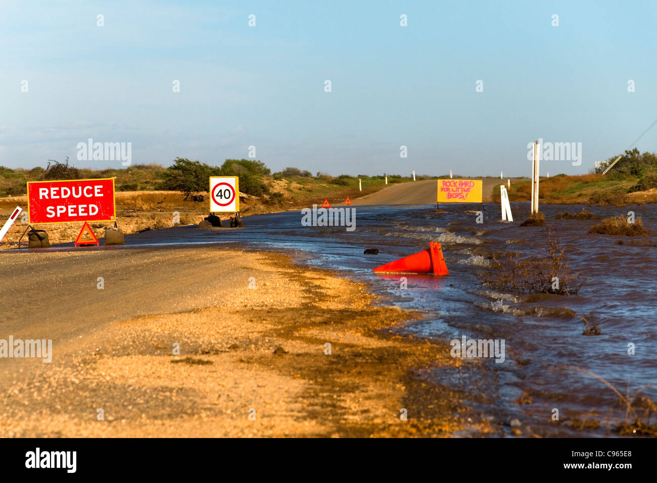 Road that has been washed away during a flood, Northwest Australia Stock Photo Alamy