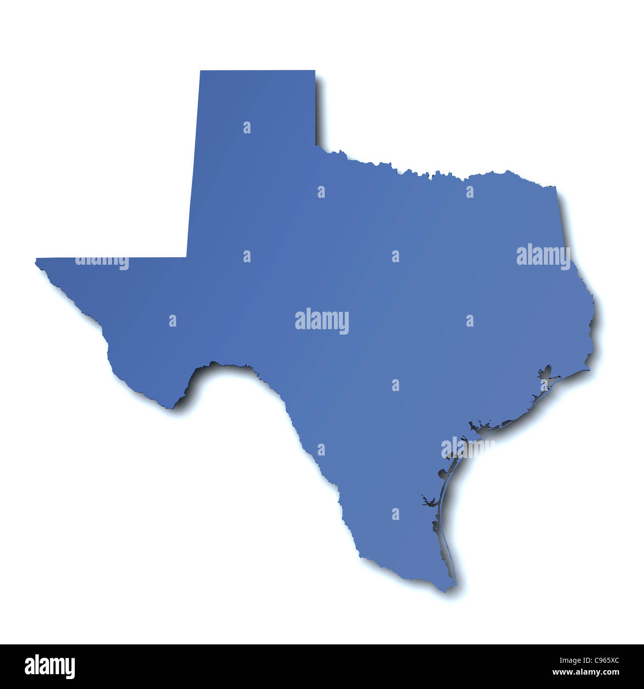 3d rendered map of the state of Texas - USA Stock Photo