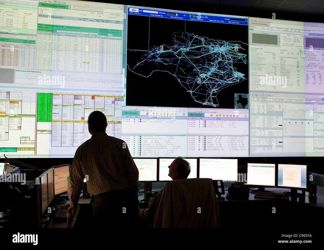 command center of the Electric Reliability Council of Texas. ERCOT manages the flow of electric power to millions of customers Stock Photo