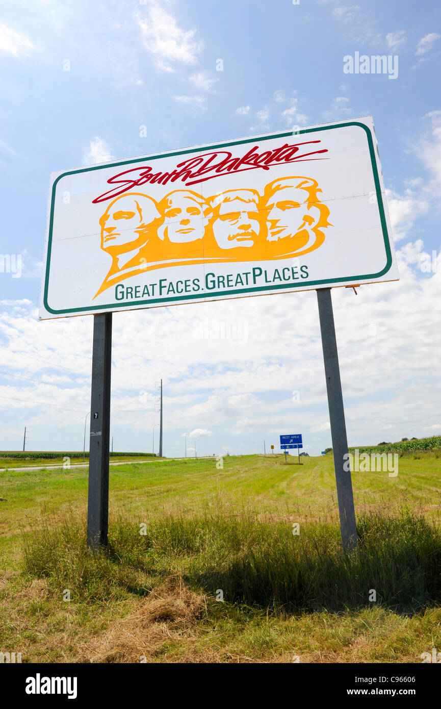 South Dakota sign on I interstate 90 Stock Photo Alamy