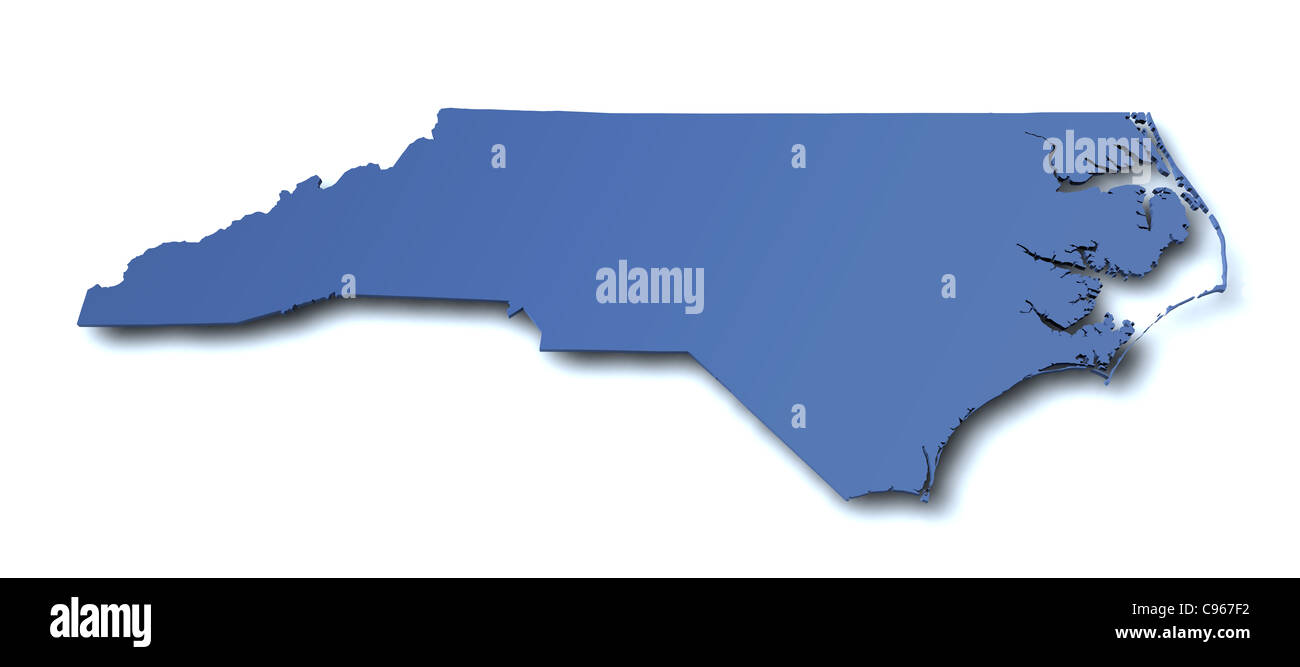 3d rendered map of the state of North Carolina - USA Stock Photo - Alamy