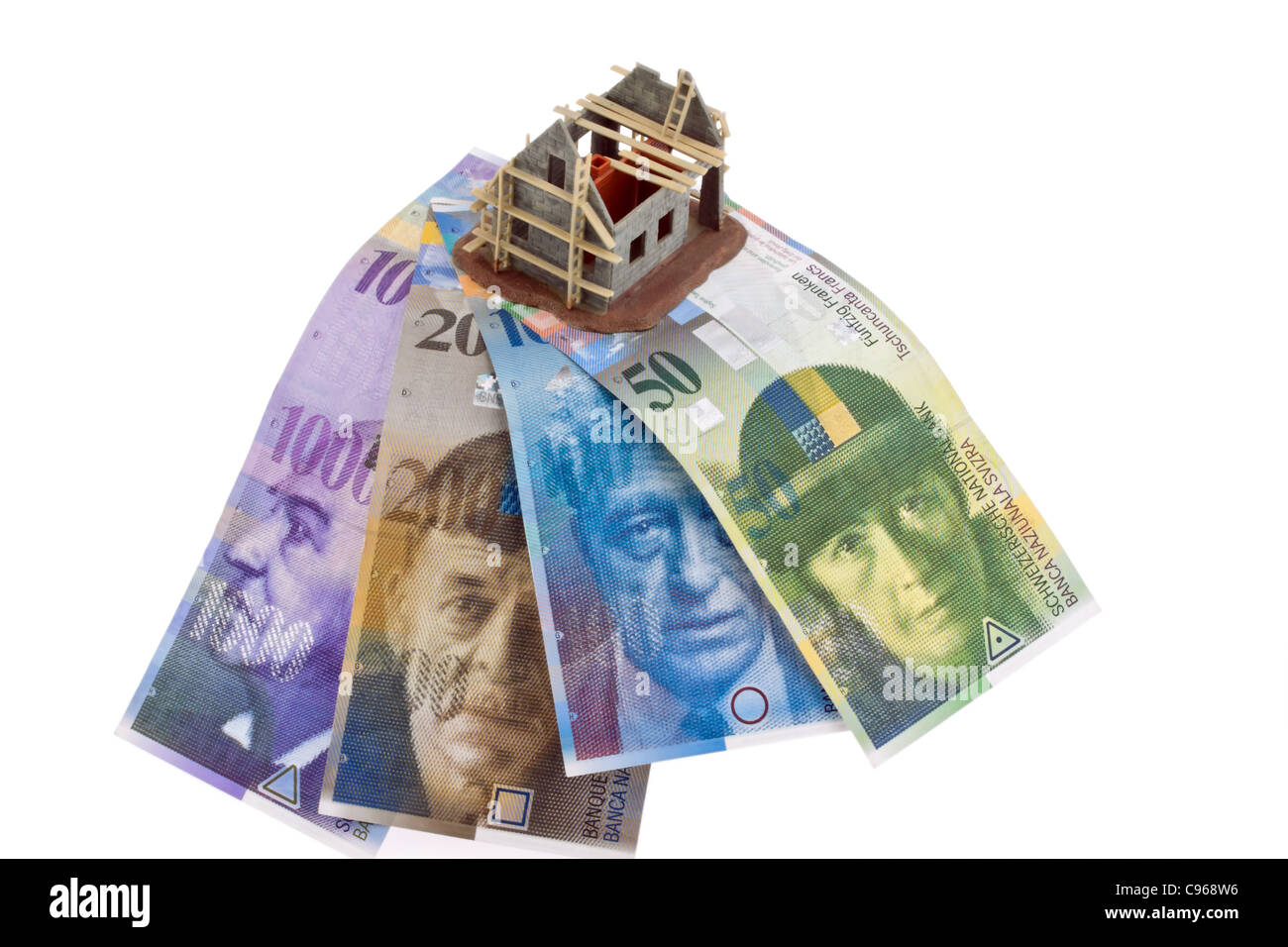 Swiss franc banknotes. Currency of Switzerland. Stock Photo