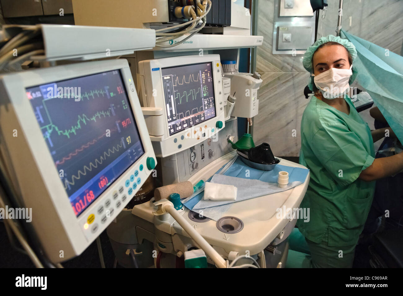 The Vital Signs Monitor in Operating Room in Hospital. Stock Image - Image  of health, device: 183419259