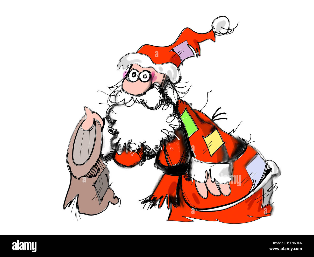 A Cartoon of a poor Santa Stock Photo Alamy