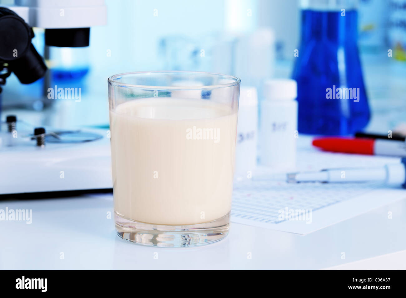 Quality test vof milk in the microbiology laboratory Stock Photo