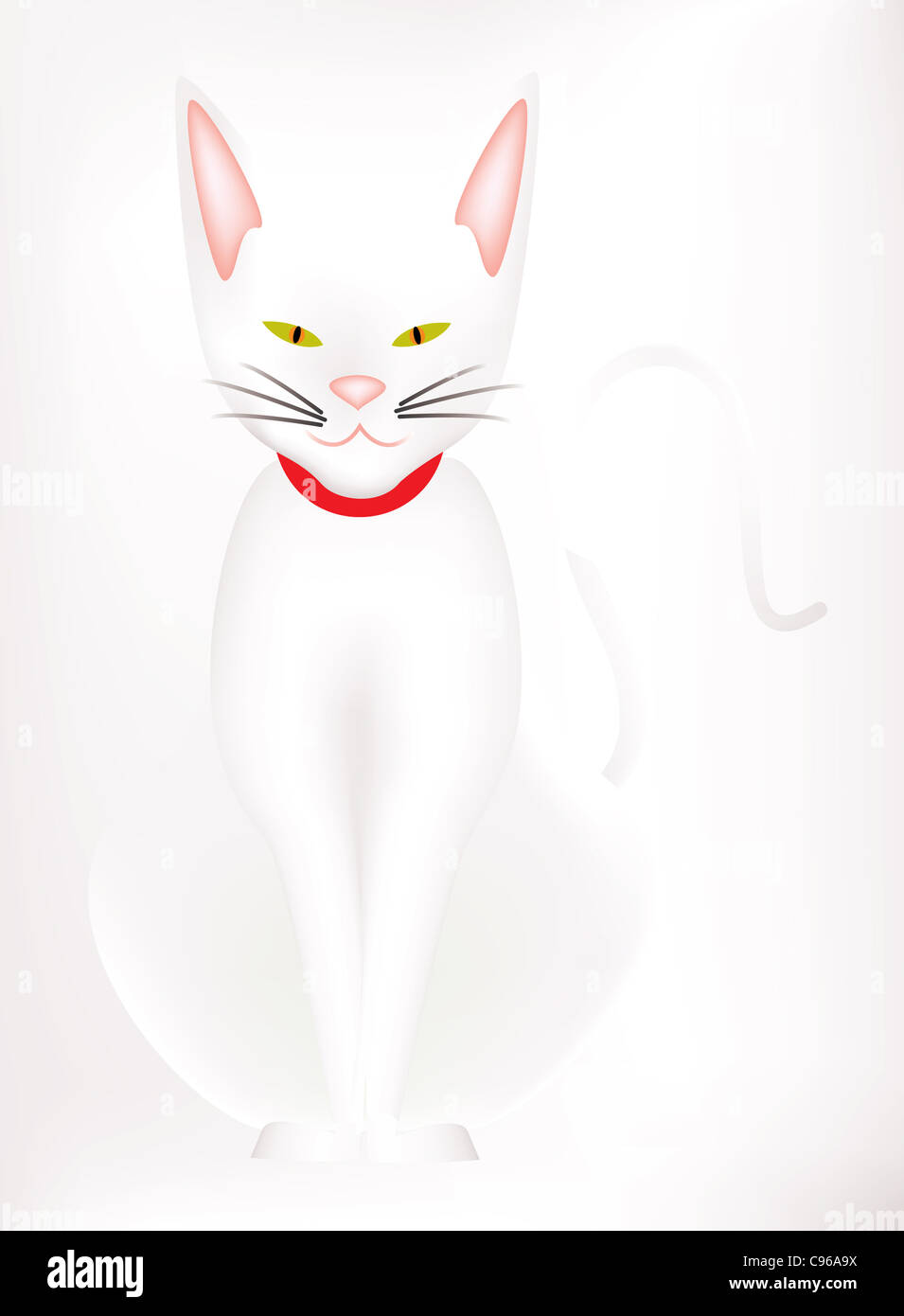 Slender white cat, abstract Stock Photo