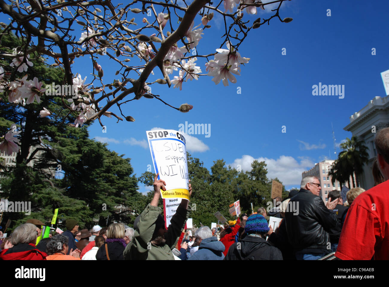 Labor union supporters gather at the California State Capitol at the 'Rally to Save the American Dream' Stock Photo