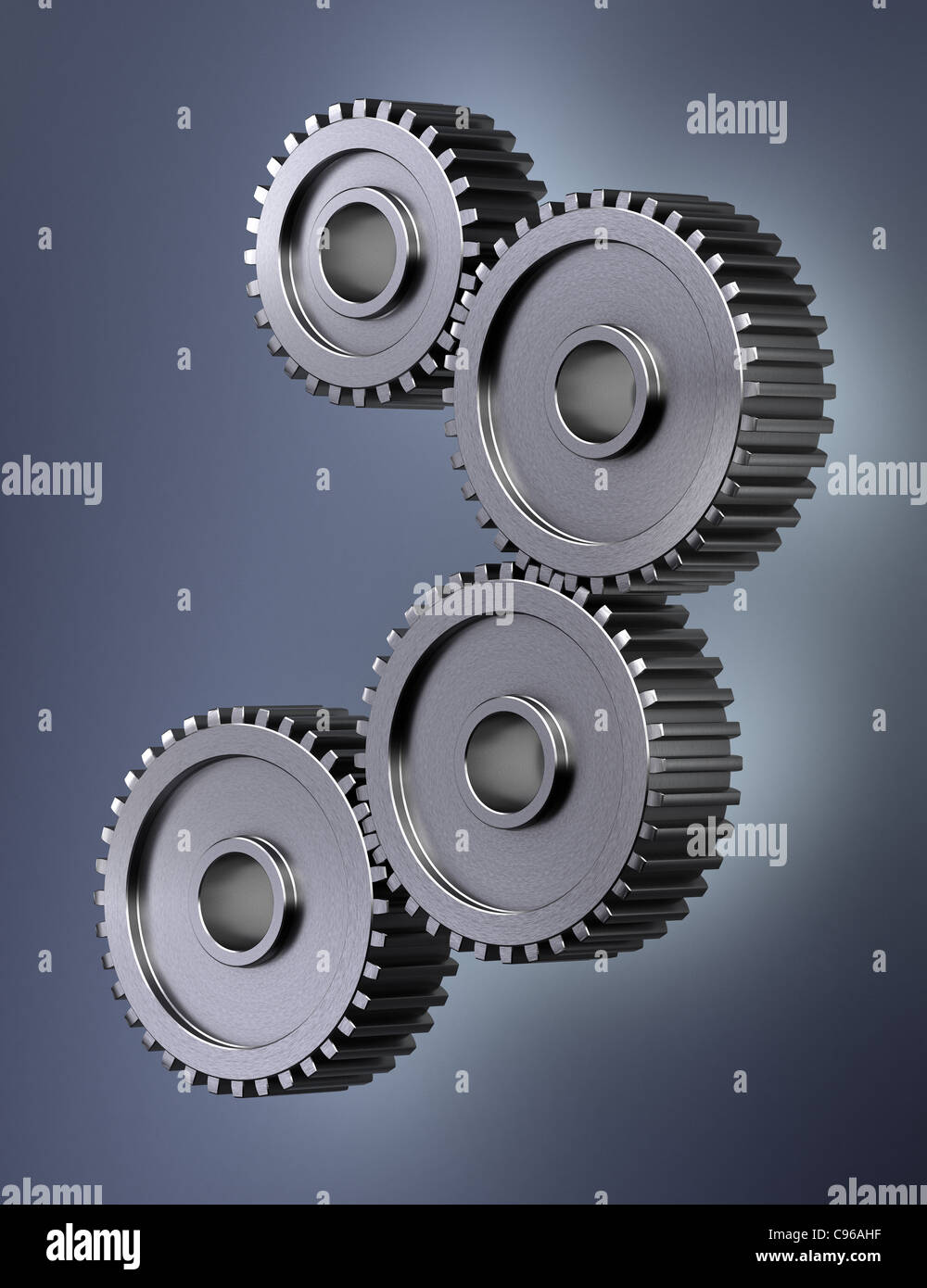 Four gear wheels symbolizing perfect teamwork Stock Photo