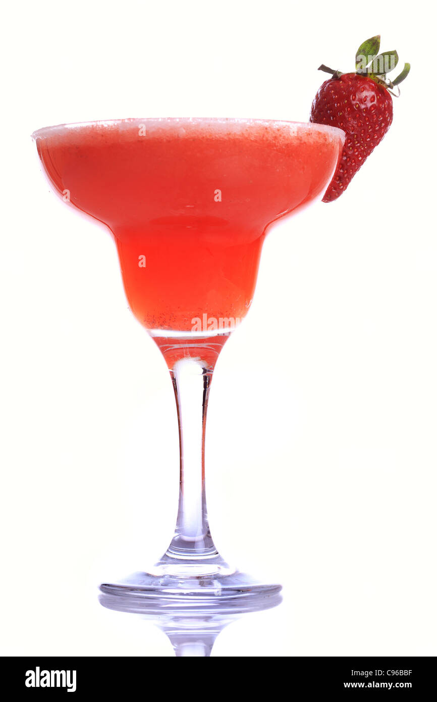 A cup of Strawberry Margarita over white background Stock Photo Alamy