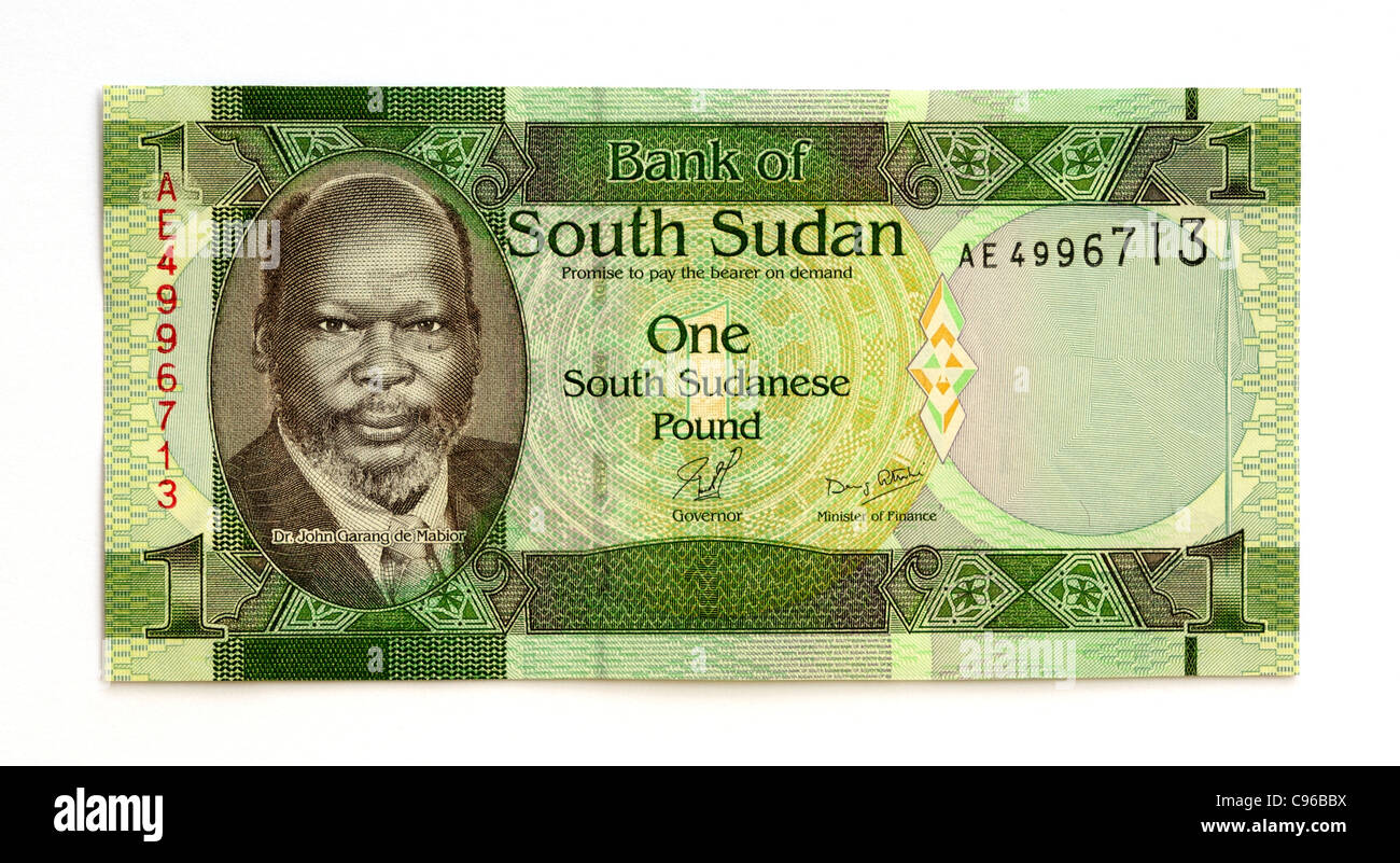 South Sudan 1 One Pound Bank Note. Stock Photo