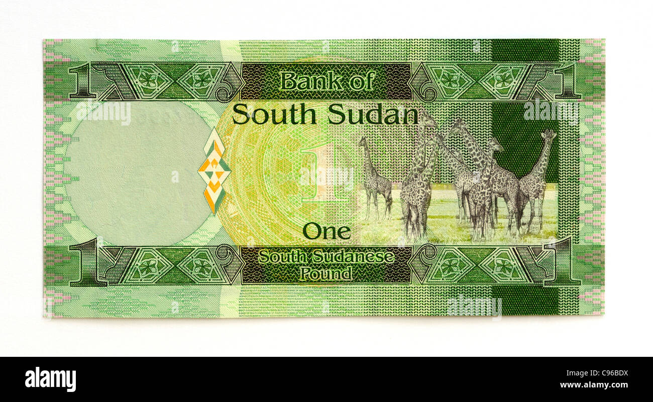 South Sudan 1 One Pound Bank Note. Stock Photo