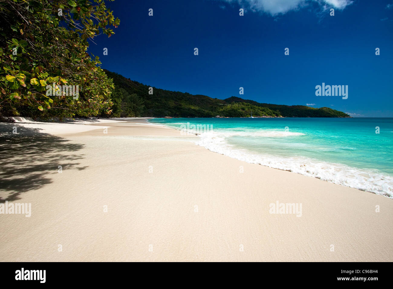 Paradise beach Seychelles Praslin Anse Lazio Stock Photo