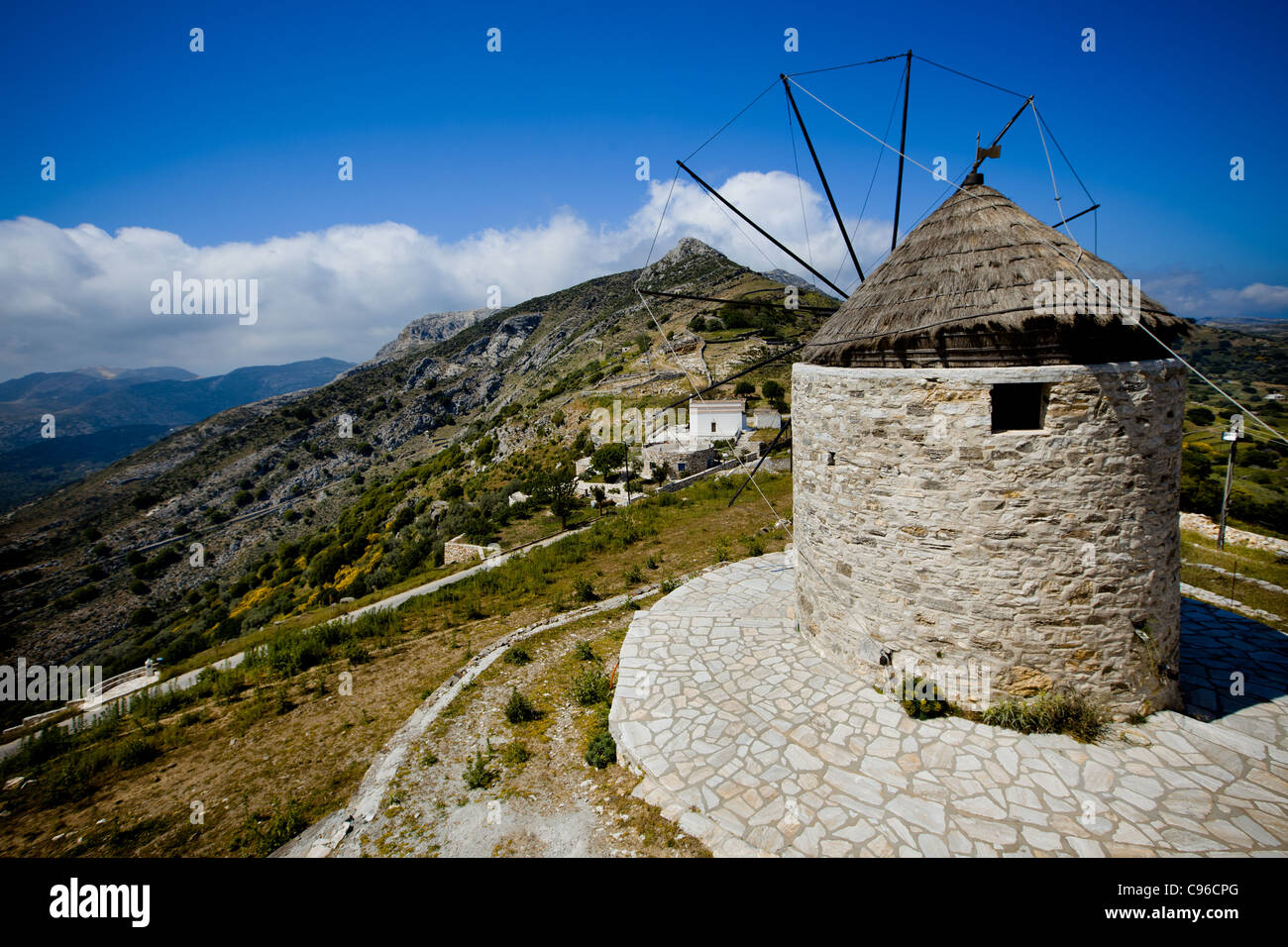 Traditional Greek Windmill on Naxos Island Stock Photo