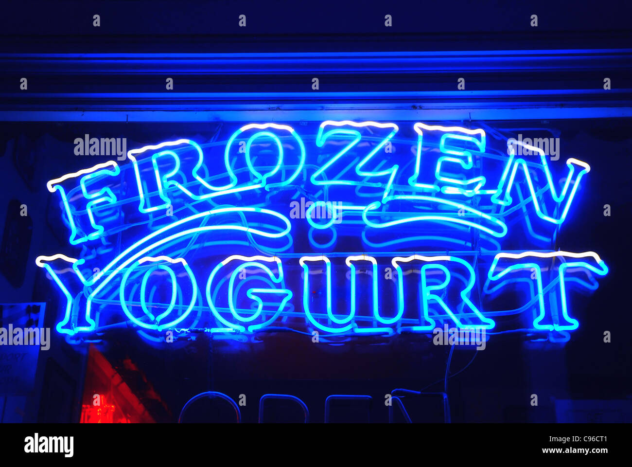 Frozen yogurt neon sign Stock Photo Alamy