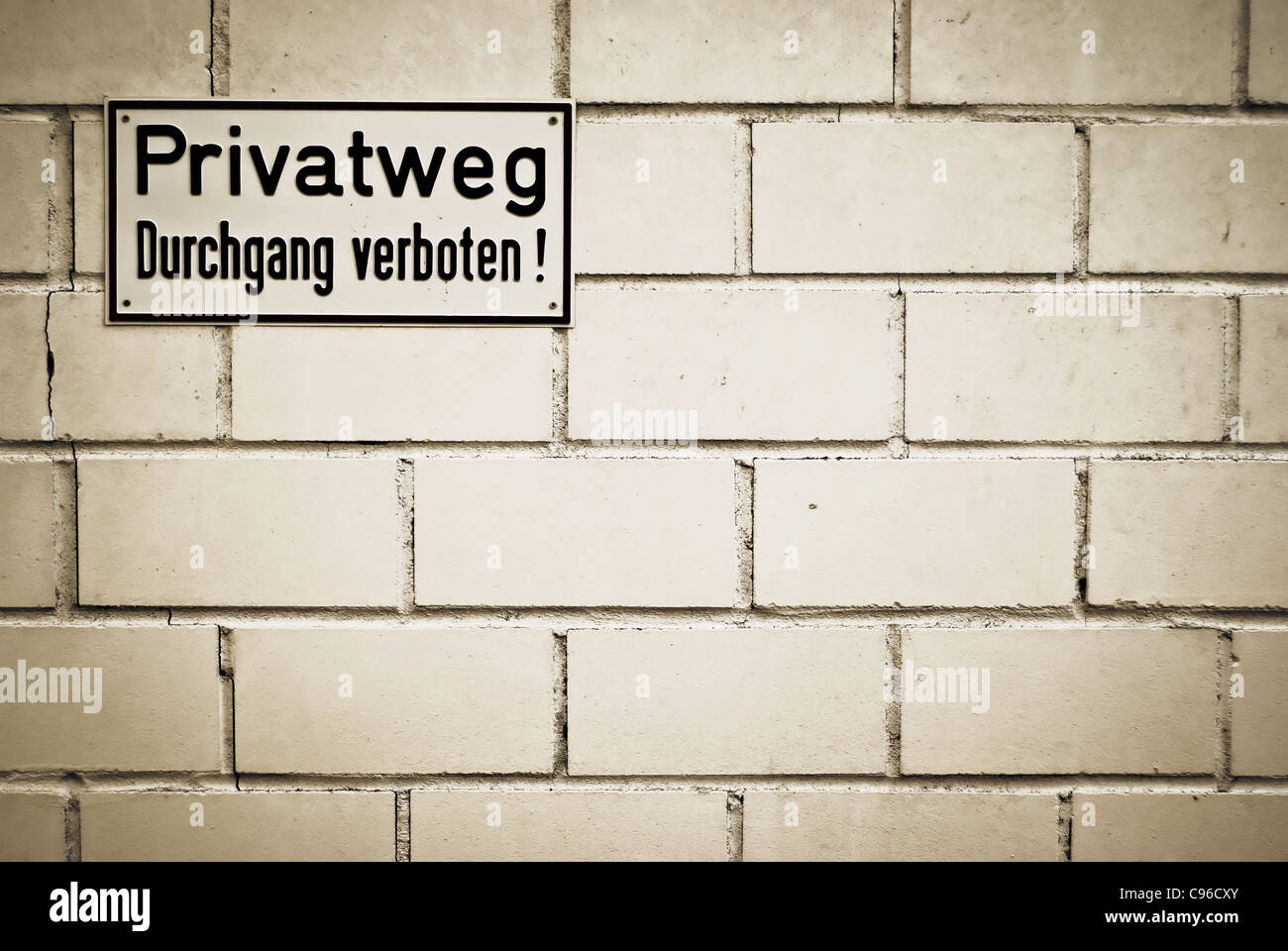 No Entry (Private Way) Sign in German. Privatweg Stock Photo