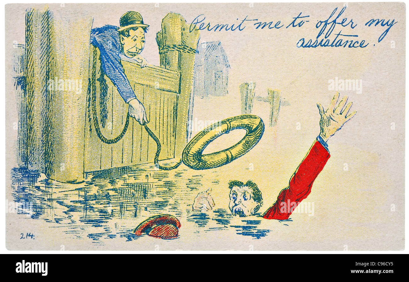 Rescuer throwing life ring to drowning man Stock Photo Alamy