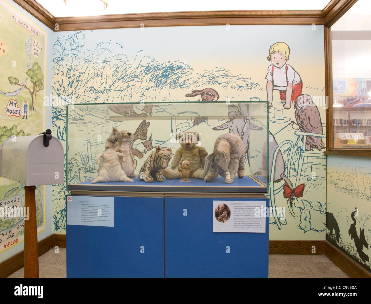 Winnie-the-Pooh Display, Children's Library, New York Public Library, NYC Stock Photo