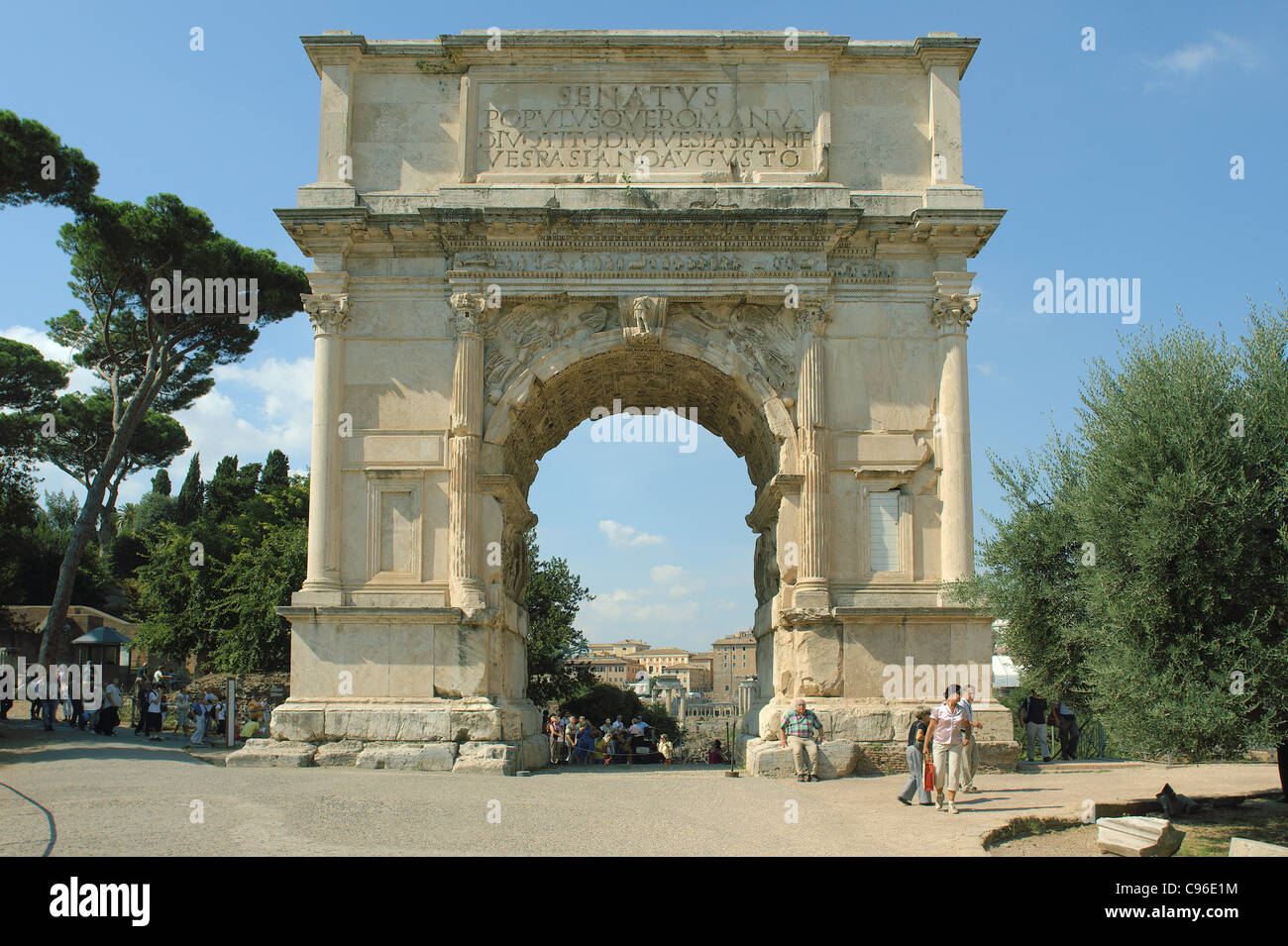 Triumphal Arch of  the Emperor Titus Rome Stock Photo
