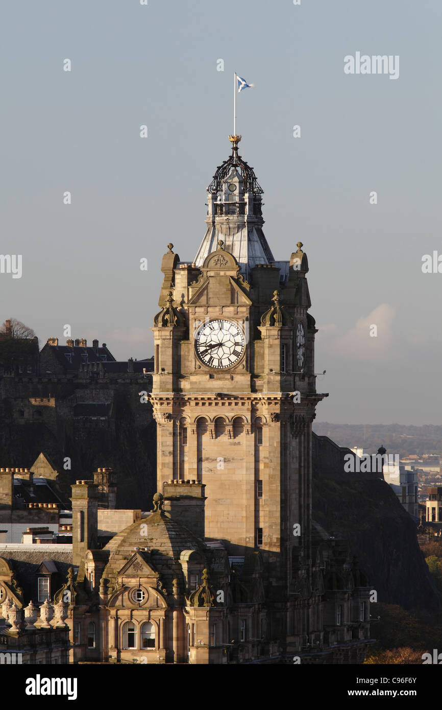 The Balmoral Hotel Clock Tower in Edinburgh, Scotland, UK Stock Photo