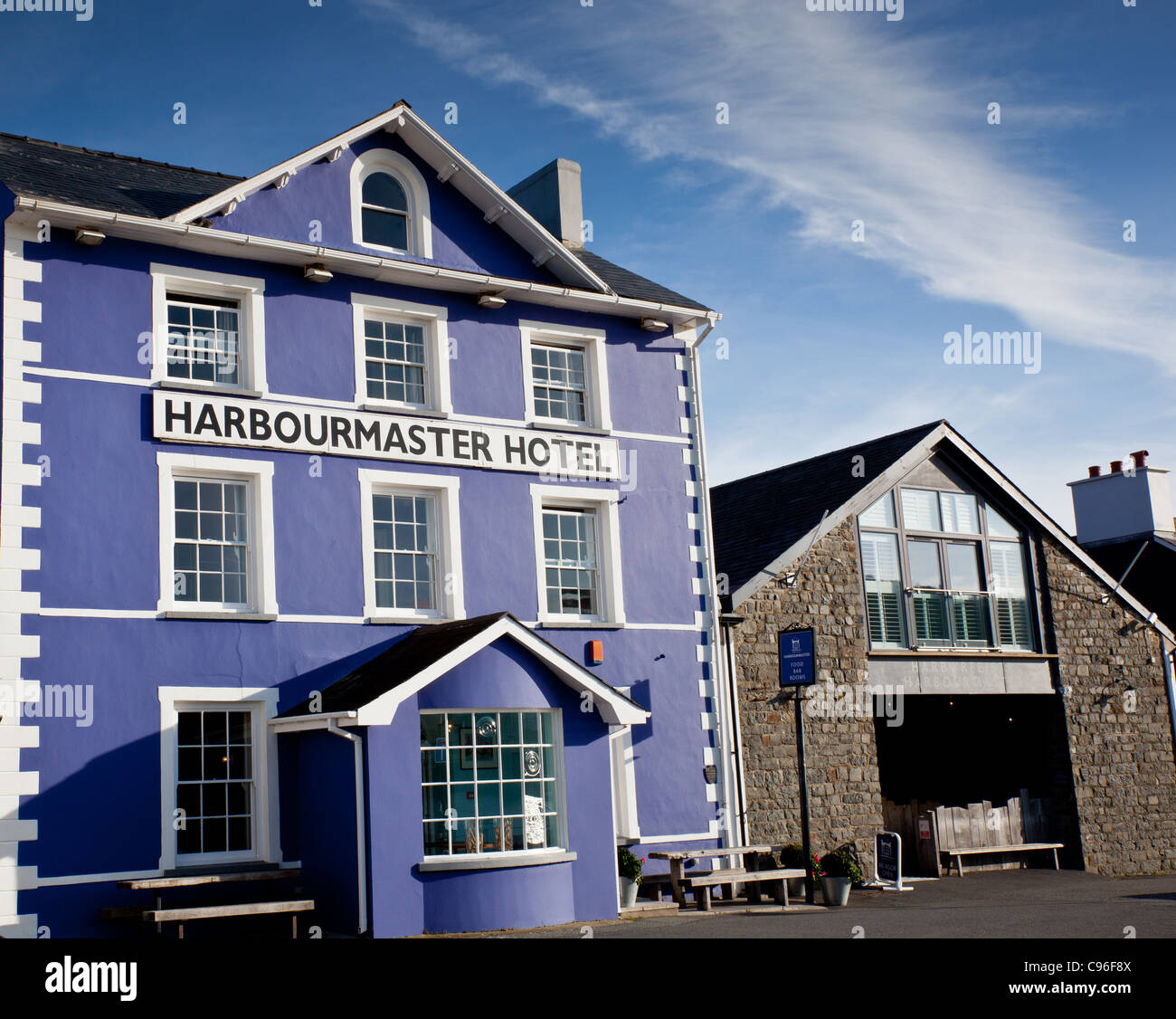 The Harbourmaster Hotel at Aberaeron, Ceredigion, Wales Stock Photo