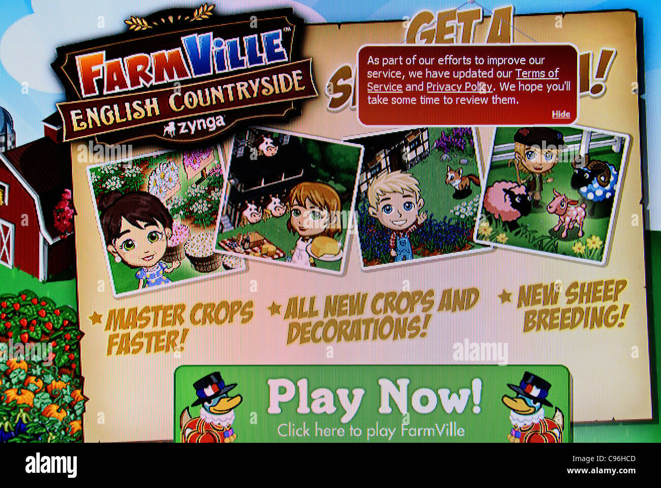 A screen shot of on line community computer game ' FarmVille ' by Zynga Stock Photo