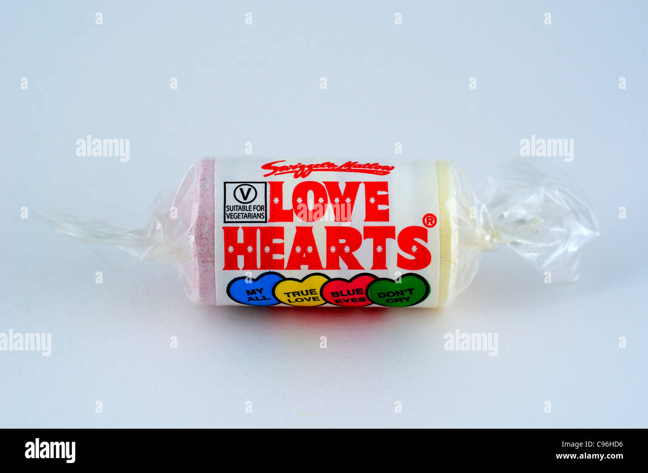 A roll of  " Love Hearts " sweets Stock Photo