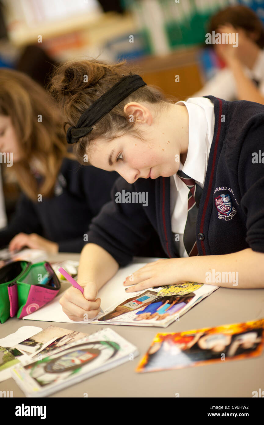 Secondary school children in an art class, Wales UK Stock Photo - Alamy