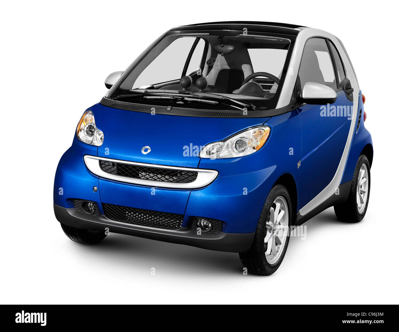 2008 Smart Fortwo fuel efficient mini city car Isolated silhouette with a clipping path on white background Stock Photo