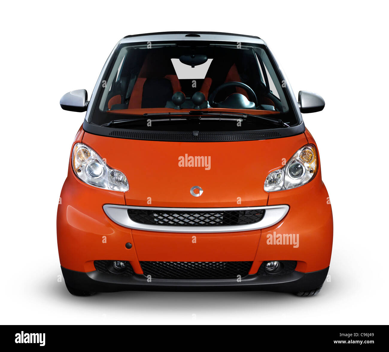 2008 Smart Fortwo fuel efficient mini city car. Front view. Isolated with clipping path on white background. Stock Photo