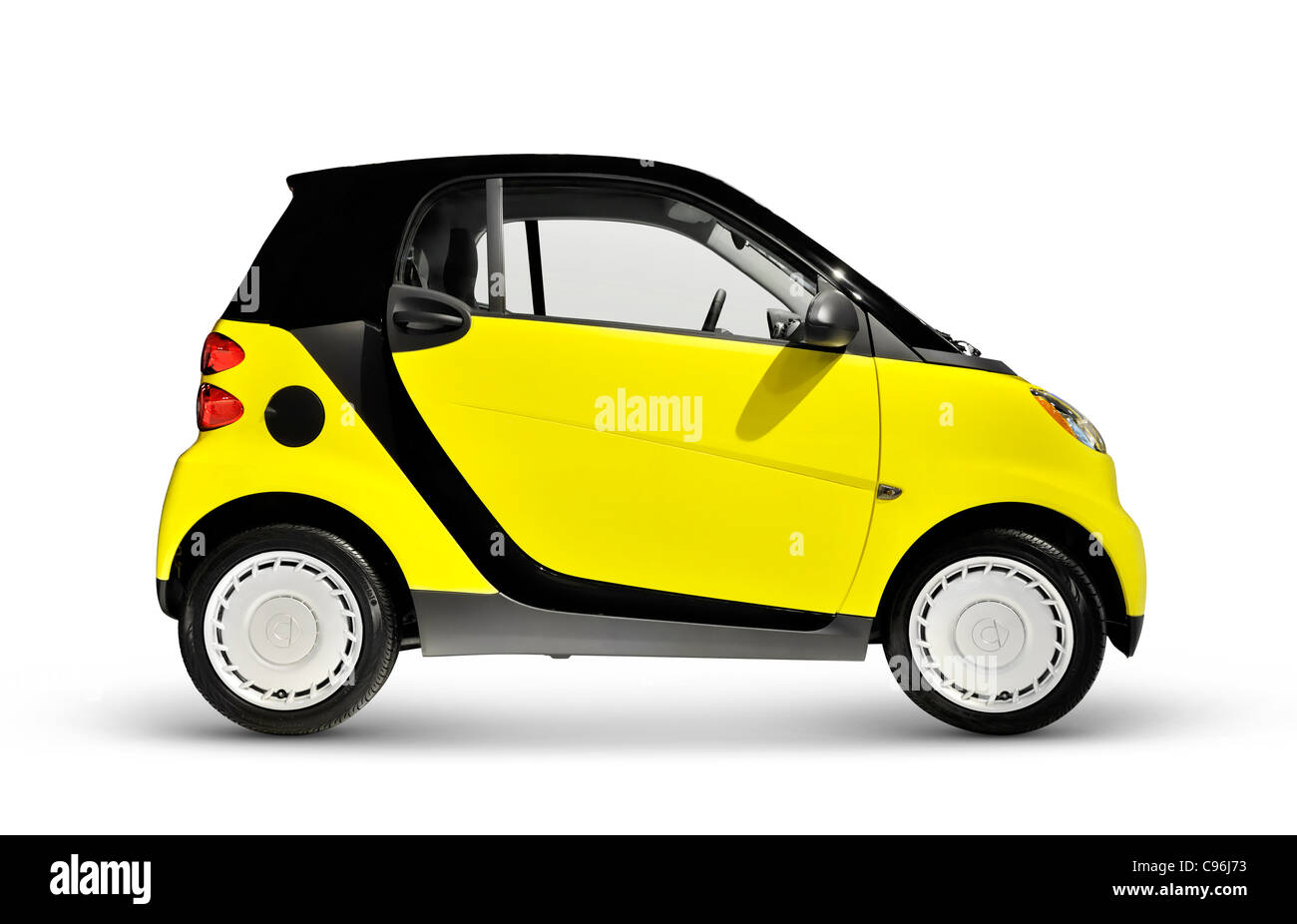 2008 Smart Fortwo fuel efficient mini city car. Side view. Isolated with clipping path on white background. Stock Photo