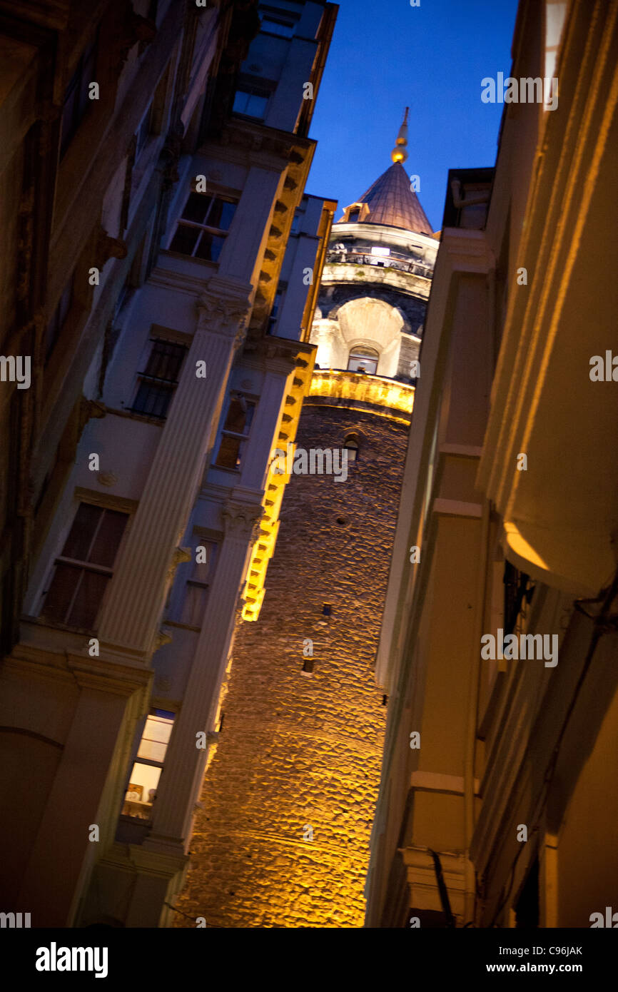 Galata Tower at Night - Istanbul Stock Photo - Alamy