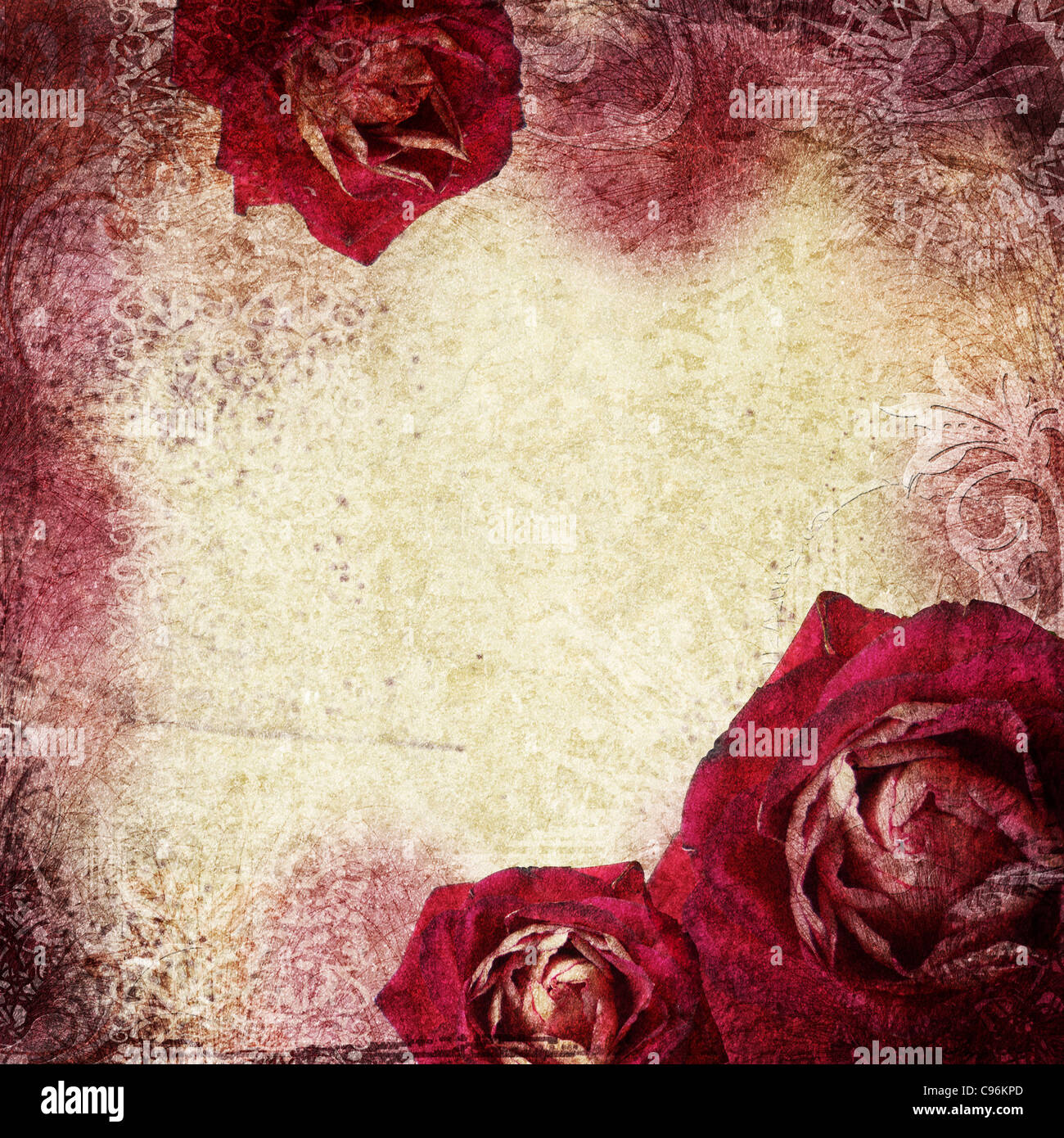 background in grunge style with flowers Stock Photo - Alamy