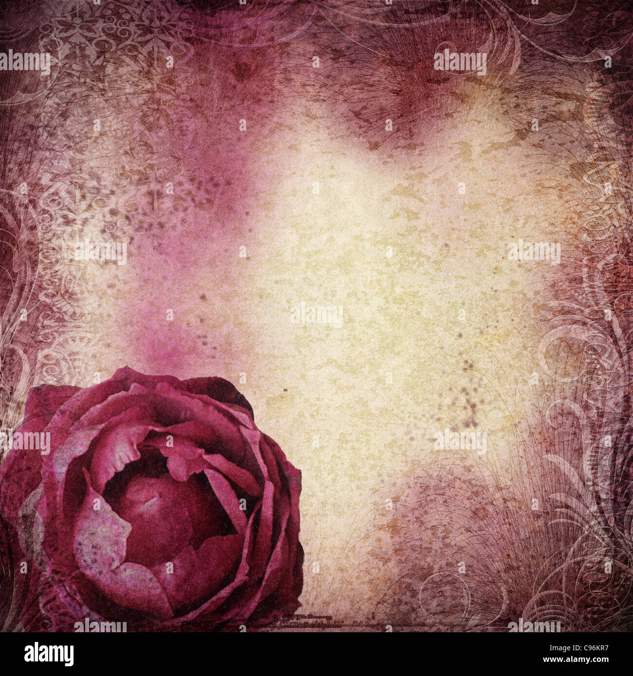 background in grunge style with flowers Stock Photo - Alamy