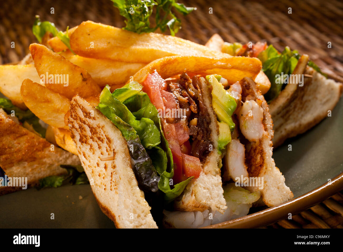 Roast Beef sandwich with fries Stock Photo Alamy
